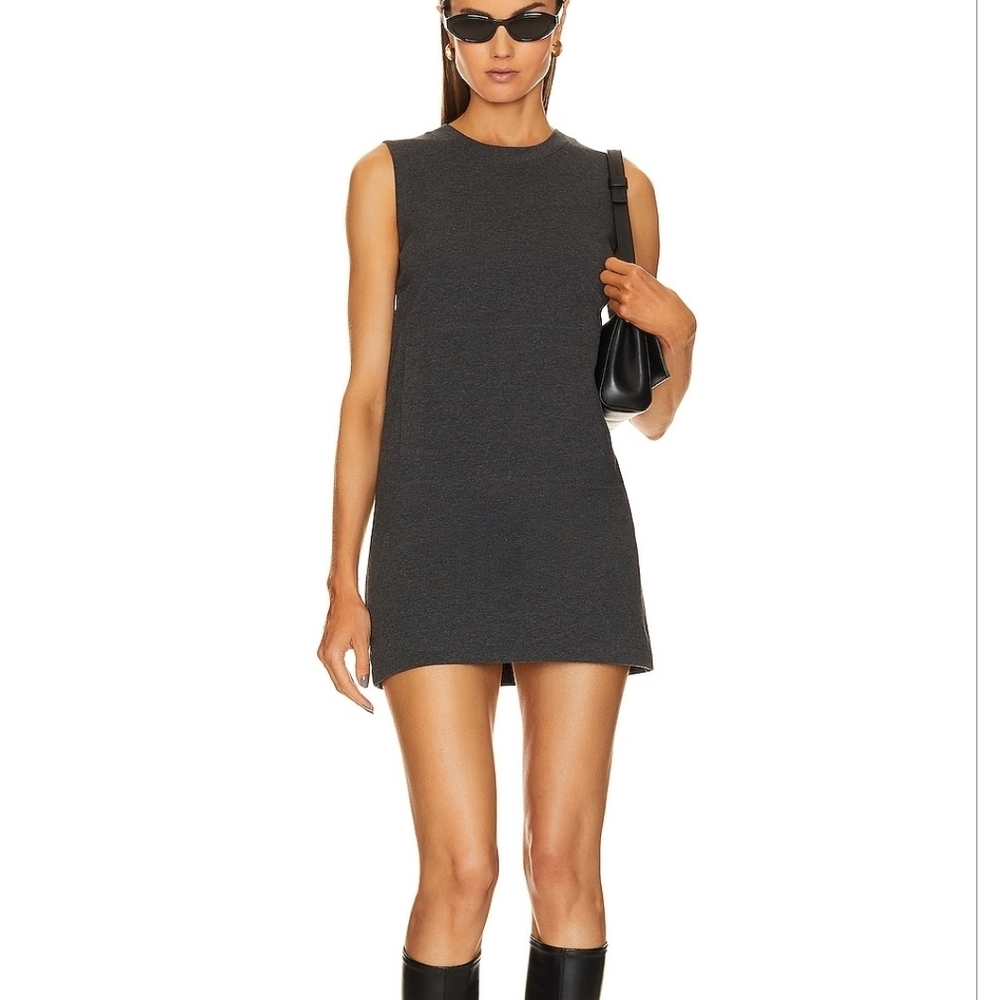 Chic Minimalist Norma Kamali x Revolve Grey Tailored Mini Dress XL | Sleek